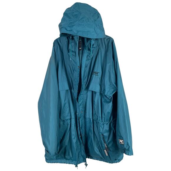 Helly Hansen Mens Large Packable Adjustable Rain Wind Full Zip Jacket Blue Flaws - Picture 3 of 16